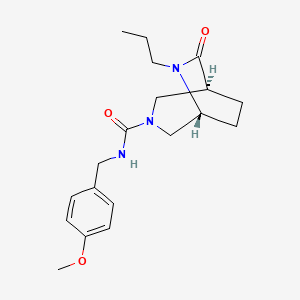 molecular formula C19H27N3O3 B5609247 (1S*,5R*)-N-(4-methoxybenzyl)-7-oxo-6-propyl-3,6-diazabicyclo[3.2.2]nonane-3-carboxamide 