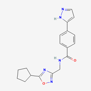 N-[(5-cyclopentyl-1,2,4-oxadiazol-3-yl)methyl]-4-(1H-pyrazol-3-yl)benzamide