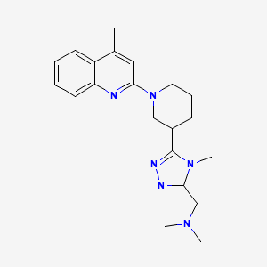 molecular formula C21H28N6 B5609282 N,N-dimethyl-1-{4-methyl-5-[1-(4-methylquinolin-2-yl)piperidin-3-yl]-4H-1,2,4-triazol-3-yl}methanamine 