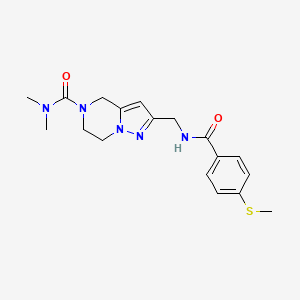 molecular formula C18H23N5O2S B5609347 N,N-dimethyl-2-({[4-(methylthio)benzoyl]amino}methyl)-6,7-dihydropyrazolo[1,5-a]pyrazine-5(4H)-carboxamide 