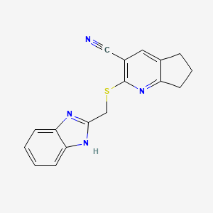 2-[(1H-benzimidazol-2-ylmethyl)thio]-6,7-dihydro-5H-cyclopenta[b]pyridine-3-carbonitrile