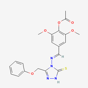 molecular formula C20H20N4O5S B5609429 4-({[3-mercapto-5-(phenoxymethyl)-4H-1,2,4-triazol-4-yl]imino}methyl)-2,6-dimethoxyphenyl acetate 