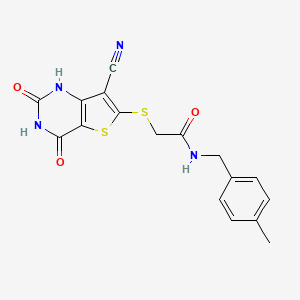 2-[(7-cyano-4-hydroxy-2-oxo-1,2-dihydrothieno[3,2-d]pyrimidin-6-yl)thio]-N-(4-methylbenzyl)acetamide