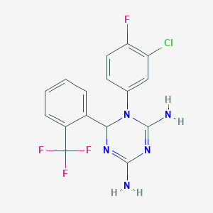 molecular formula C16H12ClF4N5 B5609441 1-(3-chloro-4-fluorophenyl)-6-[2-(trifluoromethyl)phenyl]-1,6-dihydro-1,3,5-triazine-2,4-diamine 