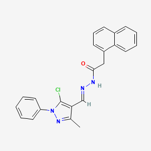 molecular formula C23H19ClN4O B5609482 N'-[(5-chloro-3-methyl-1-phenyl-1H-pyrazol-4-yl)methylene]-2-(1-naphthyl)acetohydrazide 