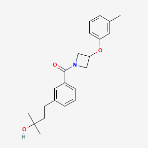 molecular formula C22H27NO3 B5609515 2-methyl-4-(3-{[3-(3-methylphenoxy)-1-azetidinyl]carbonyl}phenyl)-2-butanol 