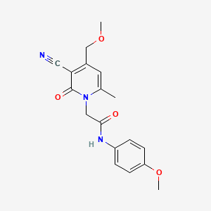 molecular formula C18H19N3O4 B5609533 2-[3-cyano-4-(methoxymethyl)-6-methyl-2-oxo-1(2H)-pyridinyl]-N-(4-methoxyphenyl)acetamide 