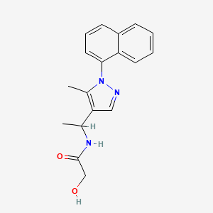 molecular formula C18H19N3O2 B5609564 2-hydroxy-N-{1-[5-methyl-1-(1-naphthyl)-1H-pyrazol-4-yl]ethyl}acetamide 