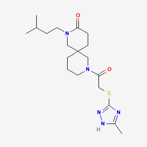 molecular formula C19H31N5O2S B5609574 2-(3-methylbutyl)-8-{[(3-methyl-1H-1,2,4-triazol-5-yl)thio]acetyl}-2,8-diazaspiro[5.5]undecan-3-one 