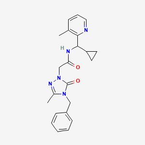 molecular formula C22H25N5O2 B5609580 2-(4-benzyl-3-methyl-5-oxo-4,5-dihydro-1H-1,2,4-triazol-1-yl)-N-[cyclopropyl(3-methyl-2-pyridinyl)methyl]acetamide 