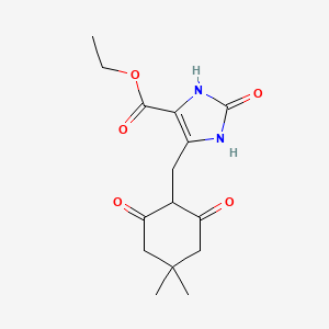 molecular formula C15H20N2O5 B5609590 ethyl 5-[(4,4-dimethyl-2,6-dioxocyclohexyl)methyl]-2-oxo-2,3-dihydro-1H-imidazole-4-carboxylate 