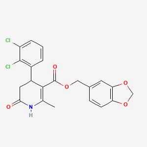 molecular formula C21H17Cl2NO5 B5609610 1,3-benzodioxol-5-ylmethyl 4-(2,3-dichlorophenyl)-2-methyl-6-oxo-1,4,5,6-tetrahydro-3-pyridinecarboxylate 