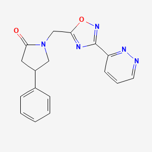 molecular formula C17H15N5O2 B5609653 4-phenyl-1-{[3-(3-pyridazinyl)-1,2,4-oxadiazol-5-yl]methyl}-2-pyrrolidinone 