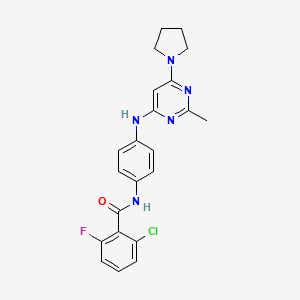 2-chloro-6-fluoro-N-(4-{[2-methyl-6-(1-pyrrolidinyl)-4-pyrimidinyl]amino}phenyl)benzamide