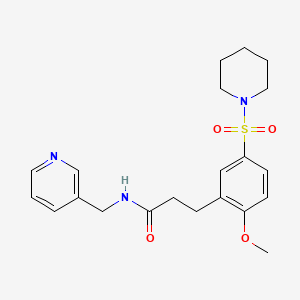 molecular formula C21H27N3O4S B5609849 3-[2-methoxy-5-(1-piperidinylsulfonyl)phenyl]-N-(3-pyridinylmethyl)propanamide 