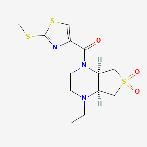 molecular formula C13H19N3O3S3 B5609855 (4aR*,7aS*)-1-ethyl-4-{[2-(methylthio)-1,3-thiazol-4-yl]carbonyl}octahydrothieno[3,4-b]pyrazine 6,6-dioxide 