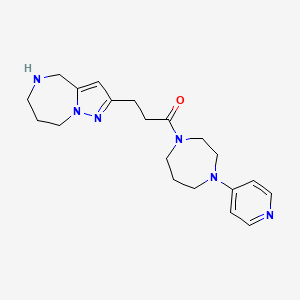 molecular formula C20H28N6O B5609876 2-{3-oxo-3-[4-(4-pyridinyl)-1,4-diazepan-1-yl]propyl}-5,6,7,8-tetrahydro-4H-pyrazolo[1,5-a][1,4]diazepine 