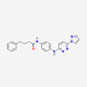 molecular formula C23H22N6O B5609909 4-phenyl-N-(4-{[6-(1H-pyrazol-1-yl)-3-pyridazinyl]amino}phenyl)butanamide 