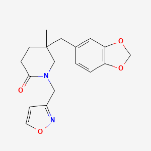 molecular formula C18H20N2O4 B5609926 5-(1,3-benzodioxol-5-ylmethyl)-1-(isoxazol-3-ylmethyl)-5-methylpiperidin-2-one 