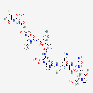 molecular formula C77H121N21O26S3 B560996 H-Ser-pro-ser-asn-ser-lys-cys-pro-asp-gly-pro-asp-cys-phe-val-gly-leu-met-NH2 CAS No. 103170-36-1