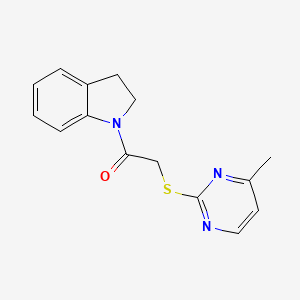 molecular formula C15H15N3OS B5610018 1-{[(4-methyl-2-pyrimidinyl)thio]acetyl}indoline 