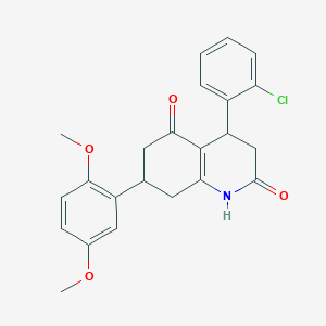 molecular formula C23H22ClNO4 B5610054 4-(2-chlorophenyl)-7-(2,5-dimethoxyphenyl)-4,6,7,8-tetrahydro-2,5(1H,3H)-quinolinedione 