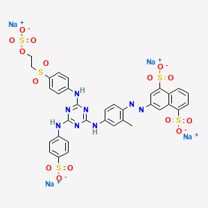 molecular formula C34H26N8Na4O15S5 B561007 Tetrasodium;3-[[2-methyl-4-[[4-(4-sulfonatoanilino)-6-[4-(2-sulfonatooxyethylsulfonyl)anilino]-1,3,5-triazin-2-yl]amino]phenyl]diazenyl]naphthalene-1,5-disulfonate CAS No. 102303-61-7