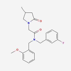 N-(3-fluorobenzyl)-N-(2-methoxybenzyl)-2-(4-methyl-2-oxopyrrolidin-1-yl)acetamide