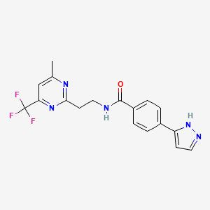 molecular formula C18H16F3N5O B5610088 N-{2-[4-methyl-6-(trifluoromethyl)-2-pyrimidinyl]ethyl}-4-(1H-pyrazol-3-yl)benzamide 