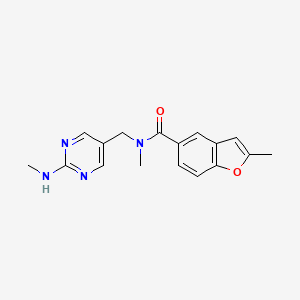 molecular formula C17H18N4O2 B5610151 N,2-dimethyl-N-{[2-(methylamino)-5-pyrimidinyl]methyl}-1-benzofuran-5-carboxamide 