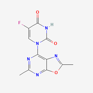 molecular formula C11H8FN5O3 B5610233 1-(2,5-dimethyl[1,3]oxazolo[5,4-d]pyrimidin-7-yl)-5-fluoro-2,4(1H,3H)-pyrimidinedione 