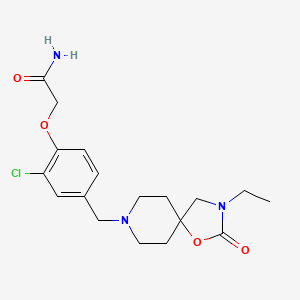 molecular formula C18H24ClN3O4 B5610337 2-{2-chloro-4-[(3-ethyl-2-oxo-1-oxa-3,8-diazaspiro[4.5]dec-8-yl)methyl]phenoxy}acetamide 