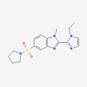 molecular formula C17H21N5O2S B5610345 2-(1-ethyl-1H-imidazol-2-yl)-1-methyl-5-(pyrrolidin-1-ylsulfonyl)-1H-benzimidazole 