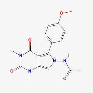 molecular formula C17H18N4O4 B5610467 N-[5-(4-methoxyphenyl)-1,3-dimethyl-2,4-dioxo-1,2,3,4-tetrahydro-6H-pyrrolo[3,4-d]pyrimidin-6-yl]acetamide 