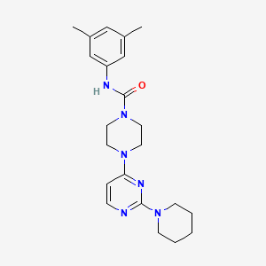 molecular formula C22H30N6O B5610532 N-(3,5-dimethylphenyl)-4-[2-(1-piperidinyl)-4-pyrimidinyl]-1-piperazinecarboxamide 