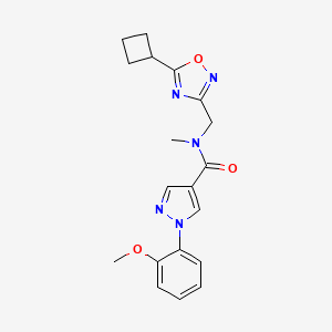 molecular formula C19H21N5O3 B5610562 N-[(5-cyclobutyl-1,2,4-oxadiazol-3-yl)methyl]-1-(2-methoxyphenyl)-N-methyl-1H-pyrazole-4-carboxamide 