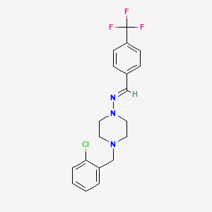 molecular formula C19H19ClF3N3 B5610563 4-(2-chlorobenzyl)-N-[4-(trifluoromethyl)benzylidene]-1-piperazinamine 