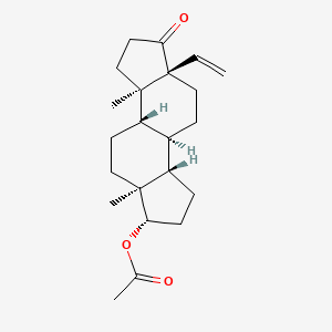 molecular formula C22H32O3 B561057 [(3aR,3bS,5aS,6S,8aS,8bR,10aS)-10a-ethenyl-3a,5a-dimethyl-1-oxo-2,3,3b,4,5,6,7,8,8a,8b,9,10-dodecahydroindeno[5,4-e]inden-6-yl] acetate CAS No. 19594-91-3