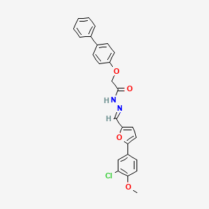 molecular formula C26H21ClN2O4 B5610677 2-(4-biphenylyloxy)-N'-{[5-(3-chloro-4-methoxyphenyl)-2-furyl]methylene}acetohydrazide 