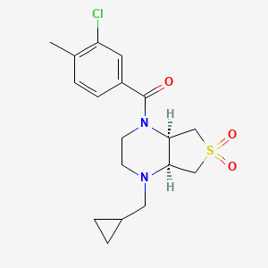 molecular formula C18H23ClN2O3S B5610806 (4aS*,7aR*)-1-(3-chloro-4-methylbenzoyl)-4-(cyclopropylmethyl)octahydrothieno[3,4-b]pyrazine 6,6-dioxide 