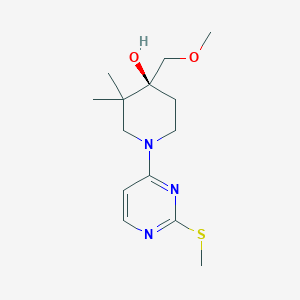 molecular formula C14H23N3O2S B5610815 (4S*)-4-(methoxymethyl)-3,3-dimethyl-1-[2-(methylthio)pyrimidin-4-yl]piperidin-4-ol 