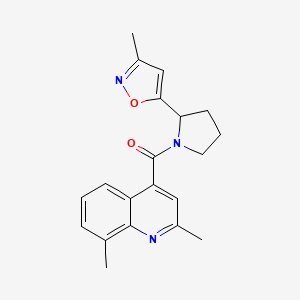 molecular formula C20H21N3O2 B5610830 2,8-dimethyl-4-{[2-(3-methyl-5-isoxazolyl)-1-pyrrolidinyl]carbonyl}quinoline 