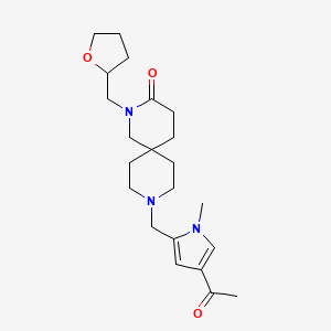 molecular formula C22H33N3O3 B5610837 9-[(4-acetyl-1-methyl-1H-pyrrol-2-yl)methyl]-2-(tetrahydrofuran-2-ylmethyl)-2,9-diazaspiro[5.5]undecan-3-one 