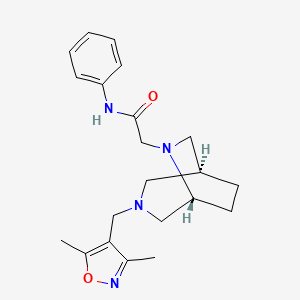 molecular formula C21H28N4O2 B5610857 2-{(1S*,5R*)-3-[(3,5-dimethyl-4-isoxazolyl)methyl]-3,6-diazabicyclo[3.2.2]non-6-yl}-N-phenylacetamide 