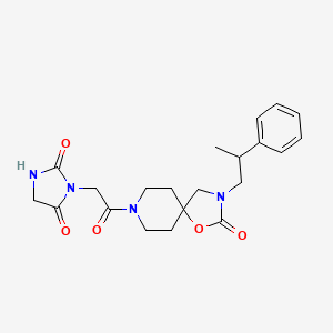 molecular formula C21H26N4O5 B5610873 3-{2-oxo-2-[2-oxo-3-(2-phenylpropyl)-1-oxa-3,8-diazaspiro[4.5]dec-8-yl]ethyl}imidazolidine-2,4-dione 