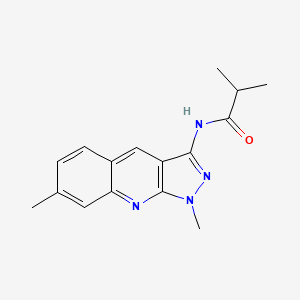 molecular formula C16H18N4O B5610961 N-(1,7-dimethyl-1H-pyrazolo[3,4-b]quinolin-3-yl)-2-methylpropanamide 