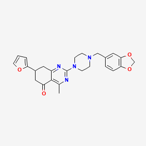 2-[4-(1,3-benzodioxol-5-ylmethyl)-1-piperazinyl]-7-(2-furyl)-4-methyl-7,8-dihydro-5(6H)-quinazolinone