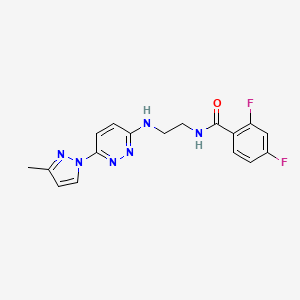 molecular formula C17H16F2N6O B5611016 2,4-difluoro-N-(2-{[6-(3-methyl-1H-pyrazol-1-yl)-3-pyridazinyl]amino}ethyl)benzamide 