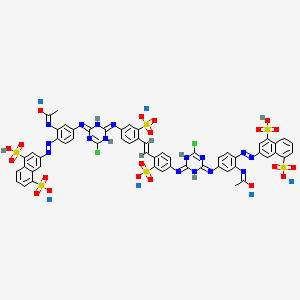 hexasodium;N-[5-[[6-chloro-2-[4-[(E)-2-[4-[[6-chloro-4-[3-(1-oxidoethylideneamino)-4-[(4-sulfo-8-sulfonatonaphthalen-2-yl)diazenyl]phenyl]imino-1H-1,3,5-triazin-2-ylidene]amino]-2-sulfonatophenyl]ethenyl]-3-sulfonatophenyl]imino-1H-1,3,5-triazin-4-ylidene]amino]-2-[(4-sulfo-8-sulfonatonaphthalen-2-yl)diazenyl]phenyl]ethanimidate