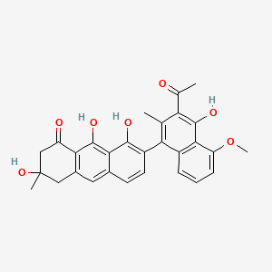 molecular formula C29H26O7 B561106 7-(3-Acetyl-4-hydroxy-5-methoxy-2-methylnaphthalen-1-yl)-3,8,9-trihydroxy-3-methyl-2,4-dihydroanthracen-1-one CAS No. 110232-14-9